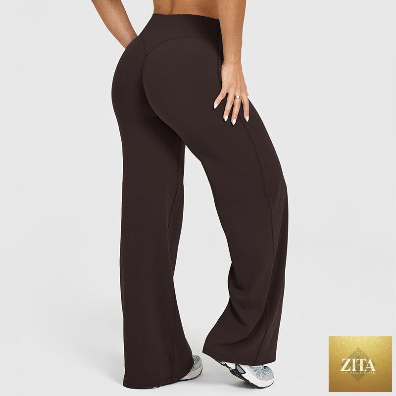 Loose Straight-leg Yoga Pants That Create A Slimming High-waisted Look