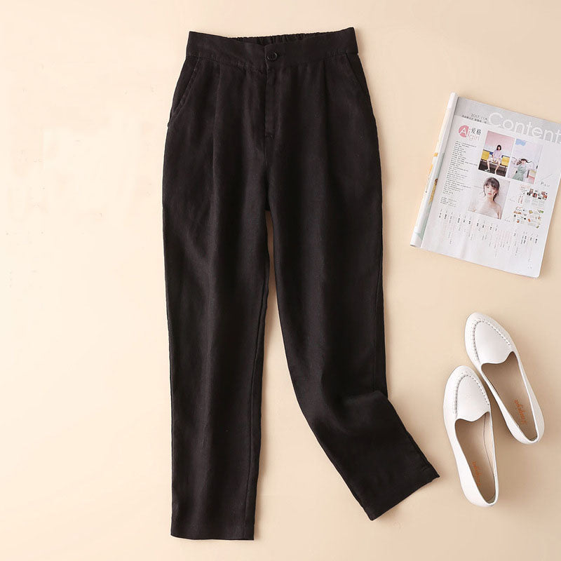 Women's Casual Loose Baggy Linen Straight Summer Thin Harem Pants