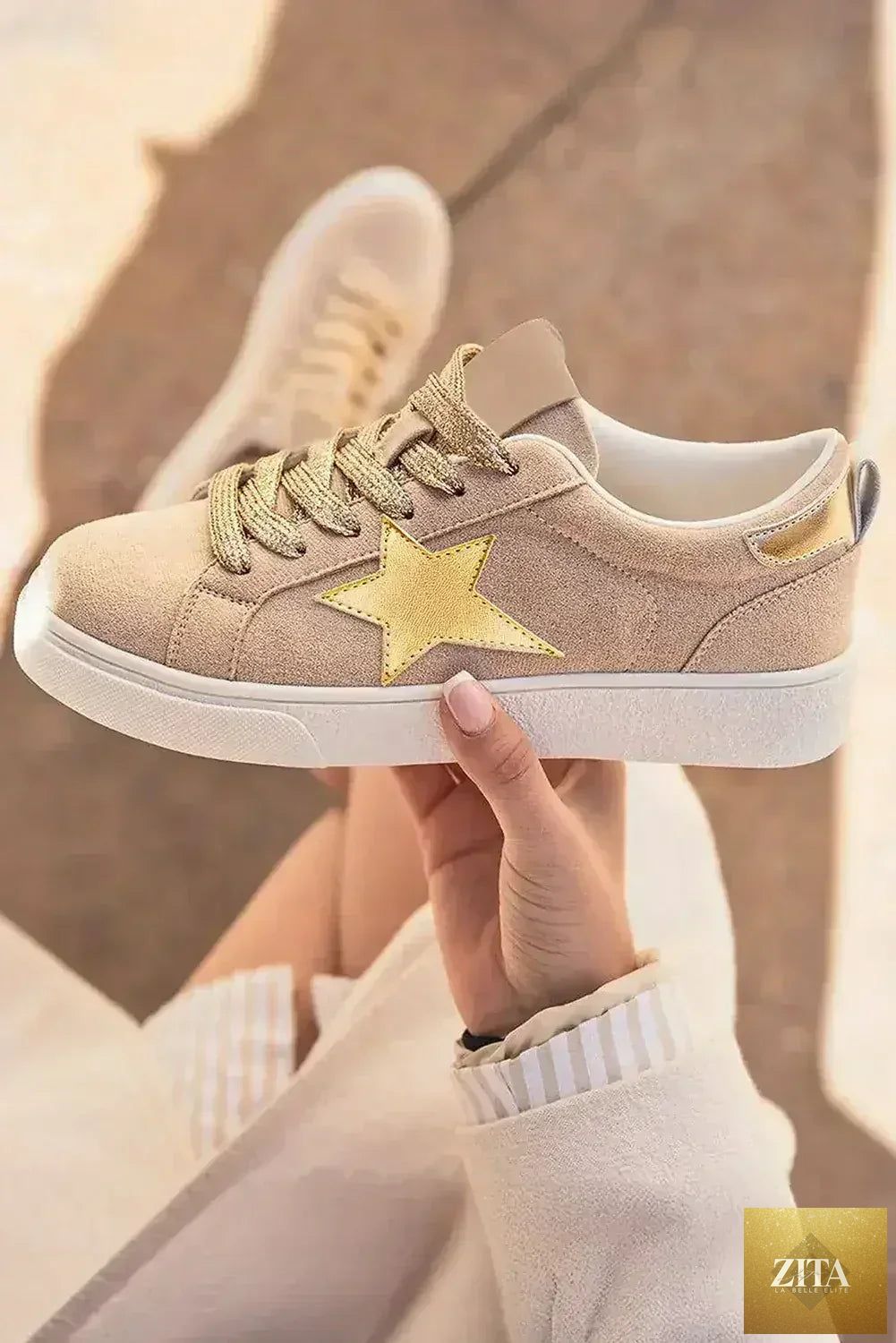 Femstylo silver sequin star sneakers with glitter lace-up design, perfect for stylish night out or statement footwear.