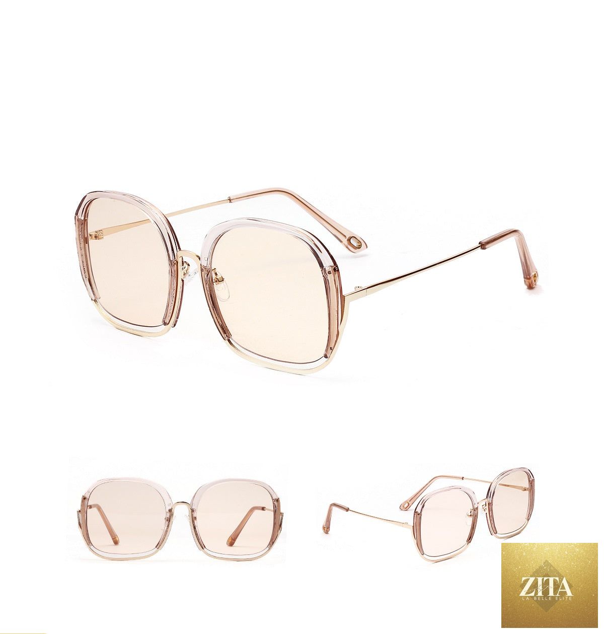 Large half frame UV400 sunglasses by FitiqueFit with colorful fashion shades and stylish eye wear design.