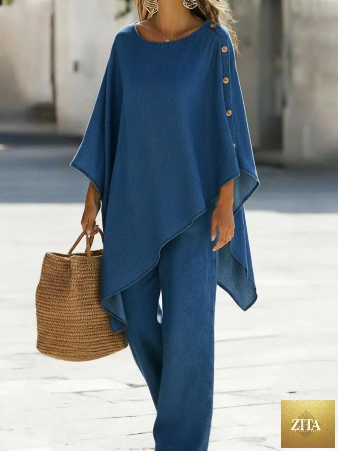 Womens Casual Solid-Color Loose Top And Pants Set