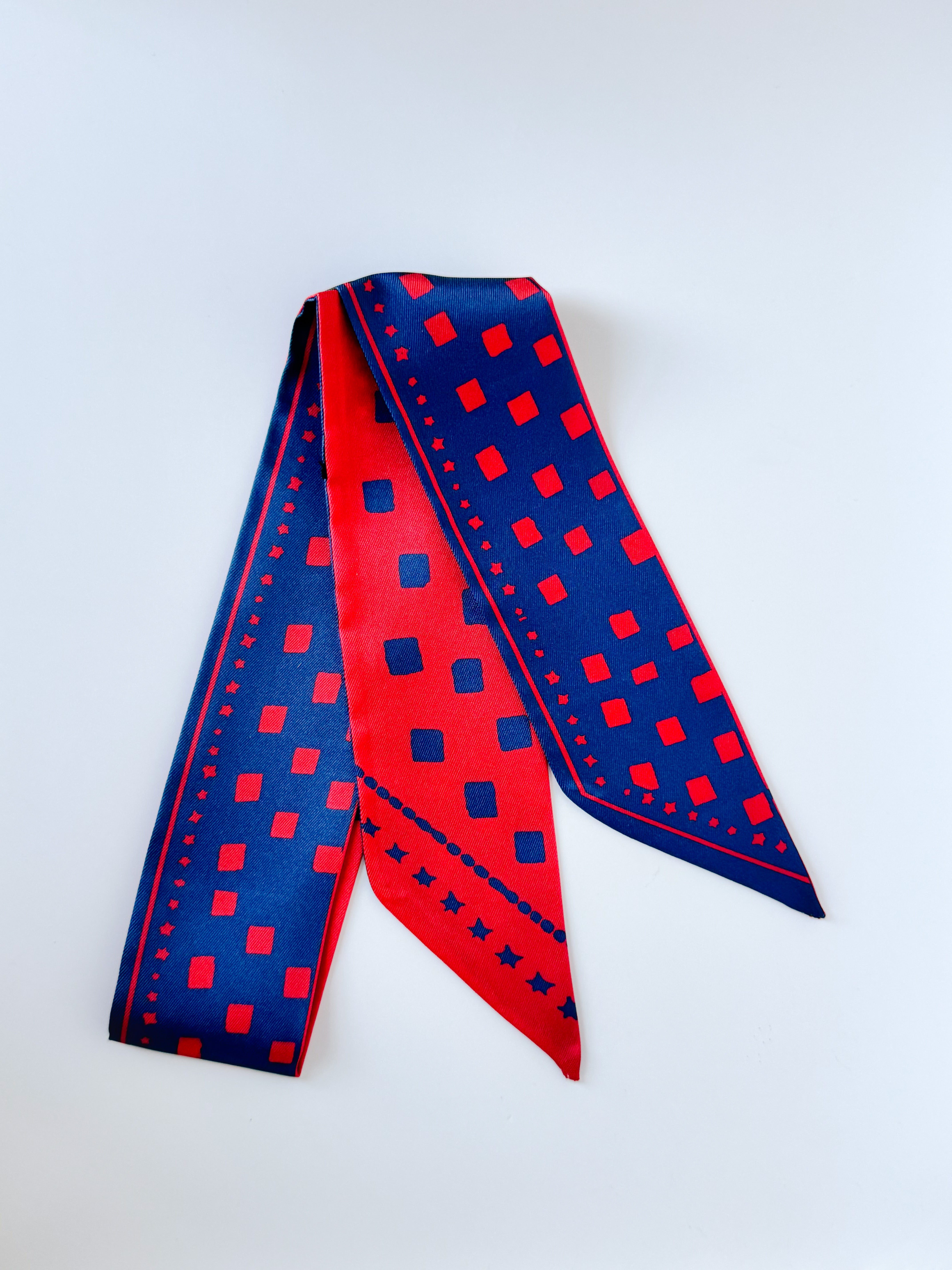 Navy Blue and Crimson Blocks Twilly