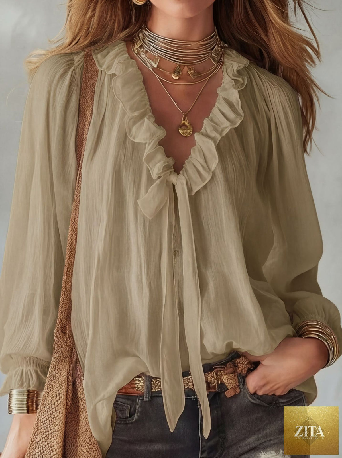 Zita La Belle Elite V-neck loose-fit no-iron casual shirt top in 8 colors, shown laid flat on a white background.