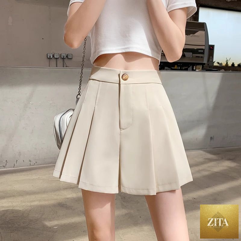 Stretchy High-waisted Pleated Wide-leg Casual Pants That Slim The Figure And Are Versatileperfect As An A-line Hot Pant
