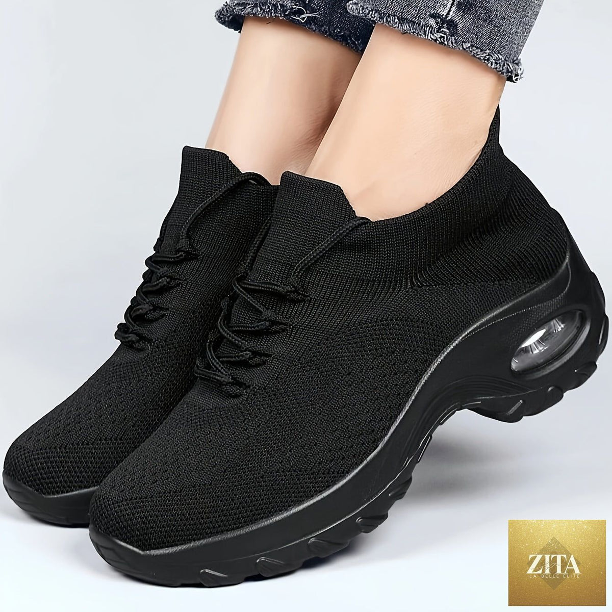 Women’s lightweight cushioned breathable arch sneakers by Trendy Attic Store01, showing white sneakers with cushioned soles and breathable fabric.