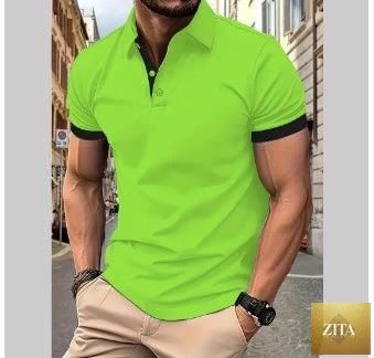 Mandotos men's short sleeve summer casual polo shirt, stylish business shirt with classic collar and lightweight fabric.