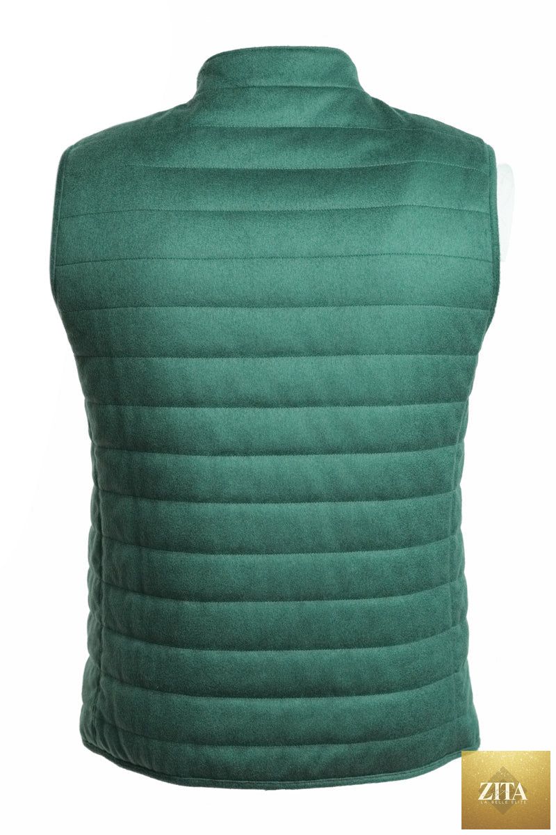 Riflessi Kired by Kiton REA cashmere reversible vest in neutral tones, showing the soft, luxurious fabric and reversible design.