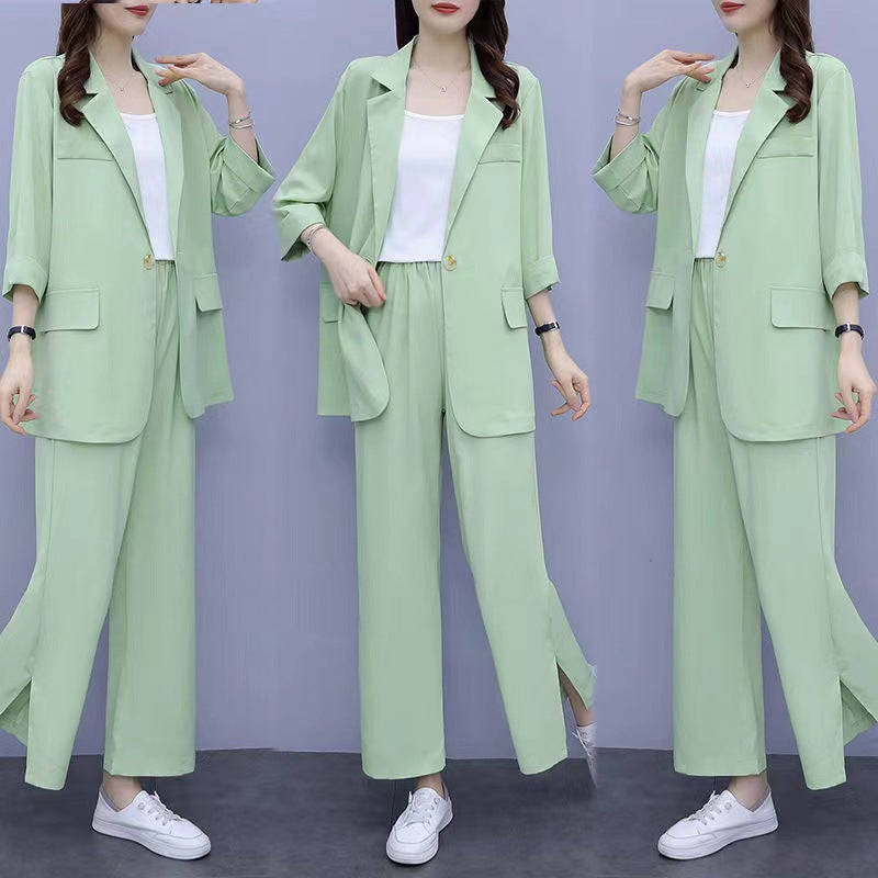 FitiqueFit long sleeve suit jacket and pants two-piece casualwear set in three colors, available in M–6XL size.