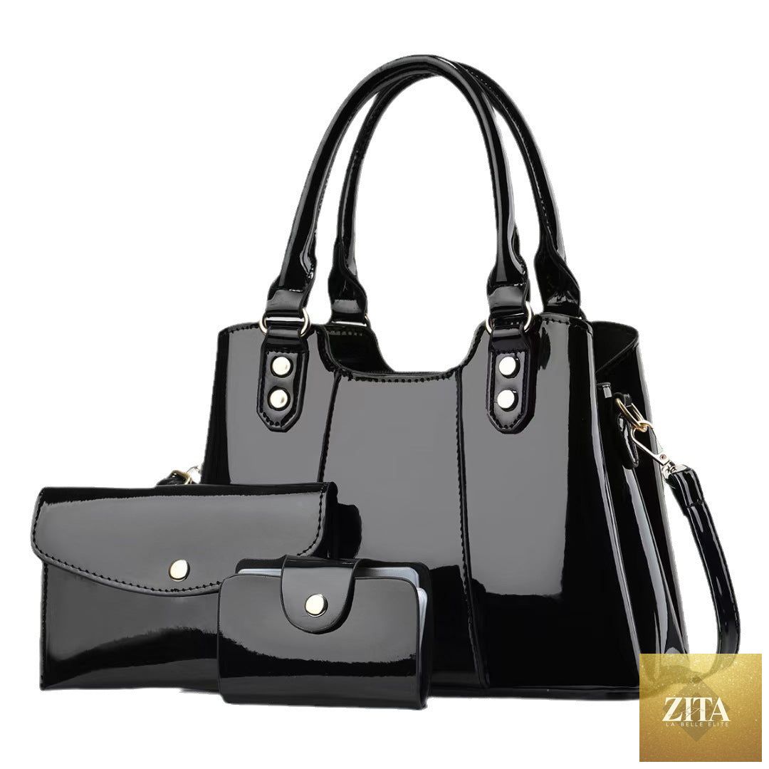 Large-capacity three-piece mother-and-child crossbody bag set by Social Buzz eSIMs, featuring spacious compartments and stylish design.