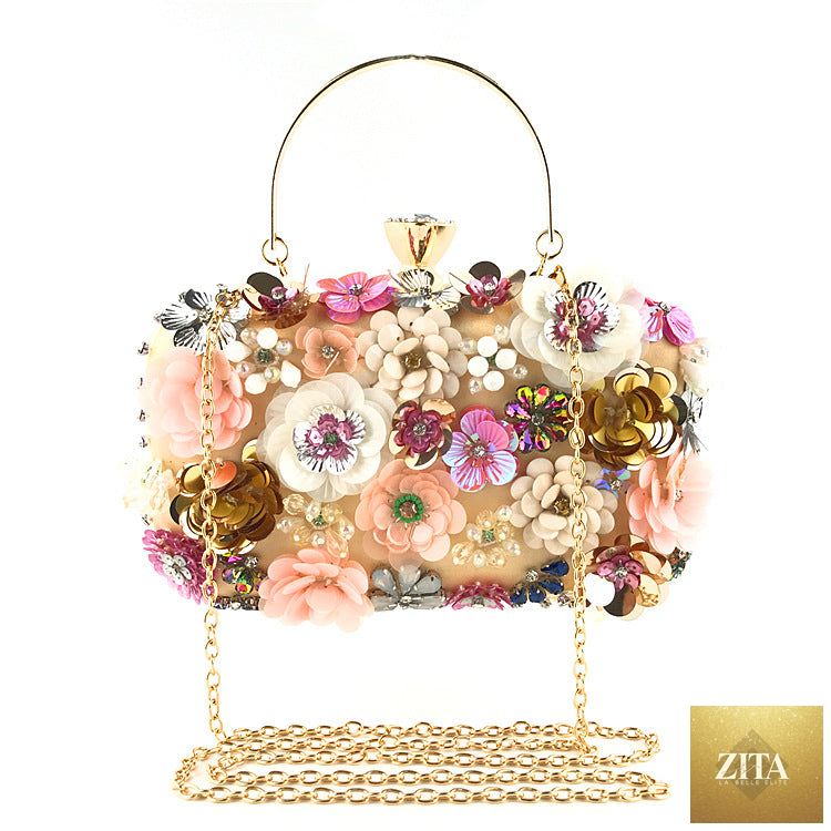 Colorful floral clutch purse for women, evening bag with vibrant floral design, ideal for formal parties by SHOMICOBOUTIQUE