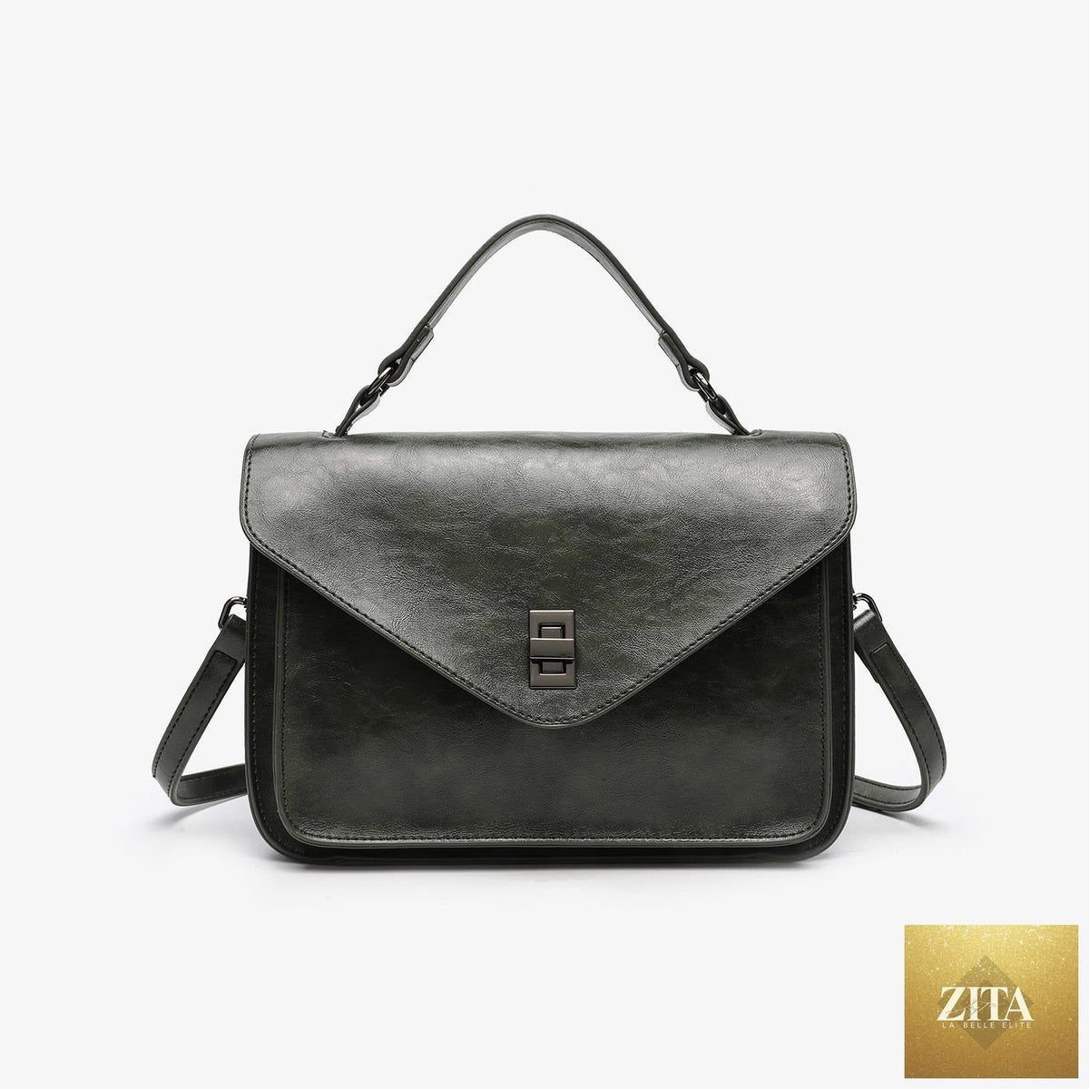Elegant women's oil-waxed leather bag with vintage style and minimalist design, featuring a fashionable and timeless look.