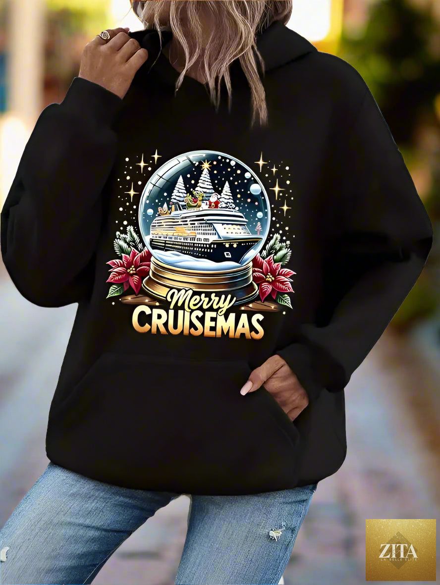 Women’s Christmas Cruise Hoodie by FitiqueFit, stylish streetwear with festive holiday design, perfect for winter casual wear.