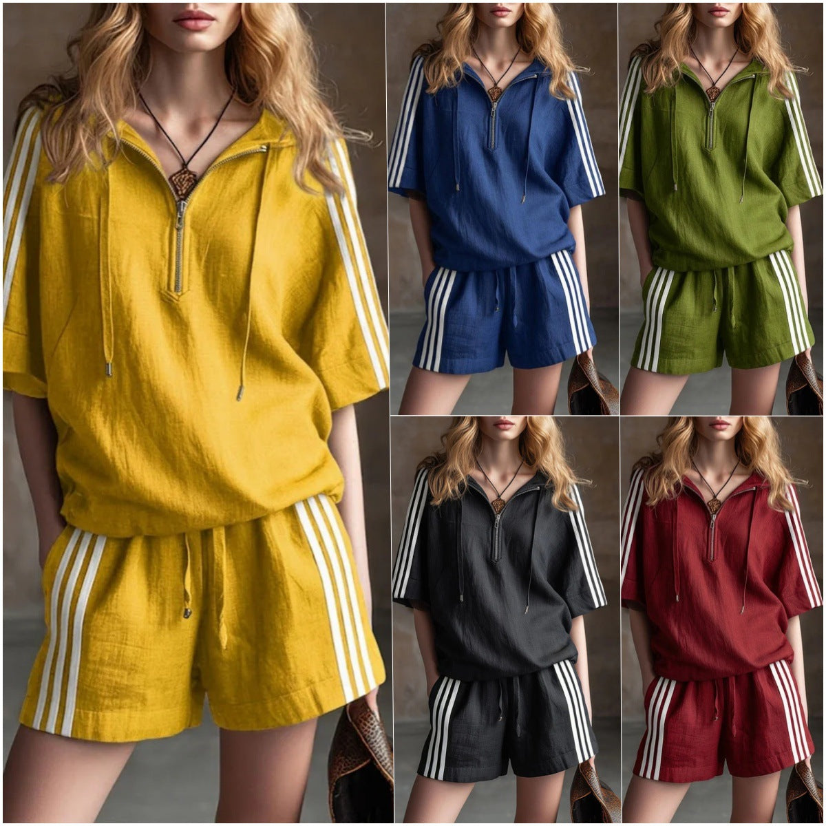 Women's Loose-Fit Two-Piece Sportswear Set – Shirt & Cropped Pants