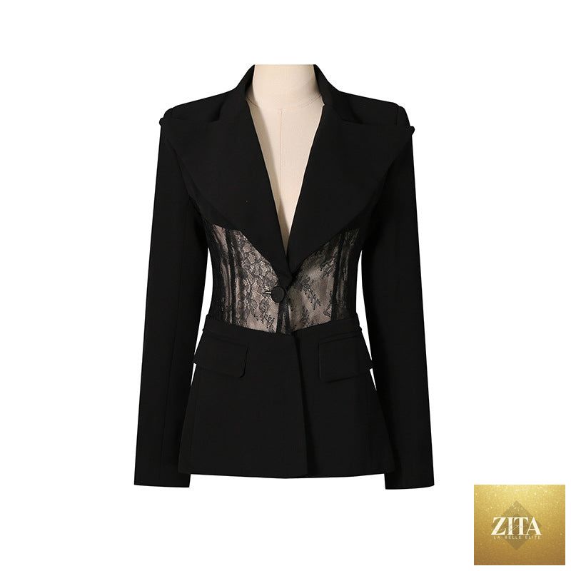 Lace boning waist-cinching blazer for women with fitted silhouette and stylish design, crafted by Sell My Stuff.