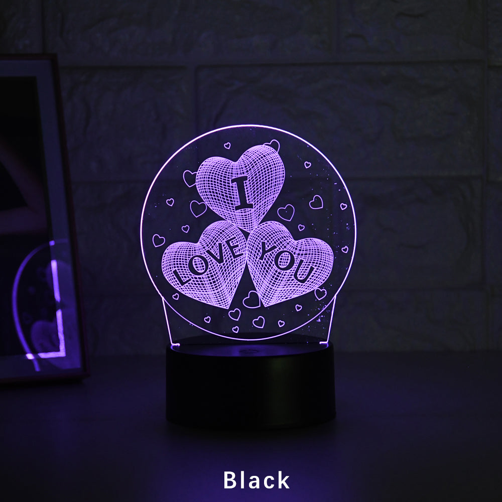 3D Glow LED Bedside Light Romantic Present Home Decor Small Desk Lamp