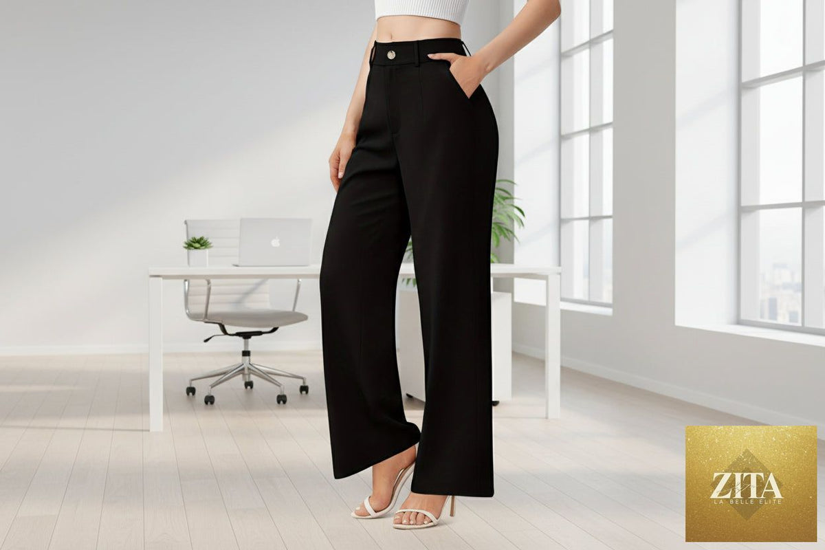 Women’s elegant FitiqueFit office trousers with pockets, casual suit pants for women, featuring a tailored fit and classic style.