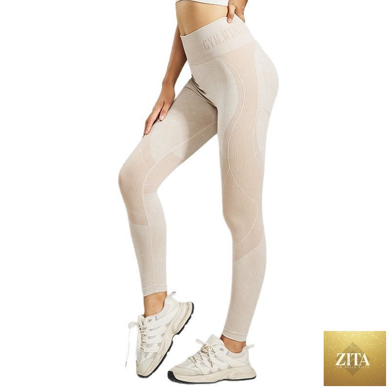 Women's peach-colored quick-dry butt-lifting yoga pants from My Store, featuring a snug fit and athletic design for fitness and yoga.