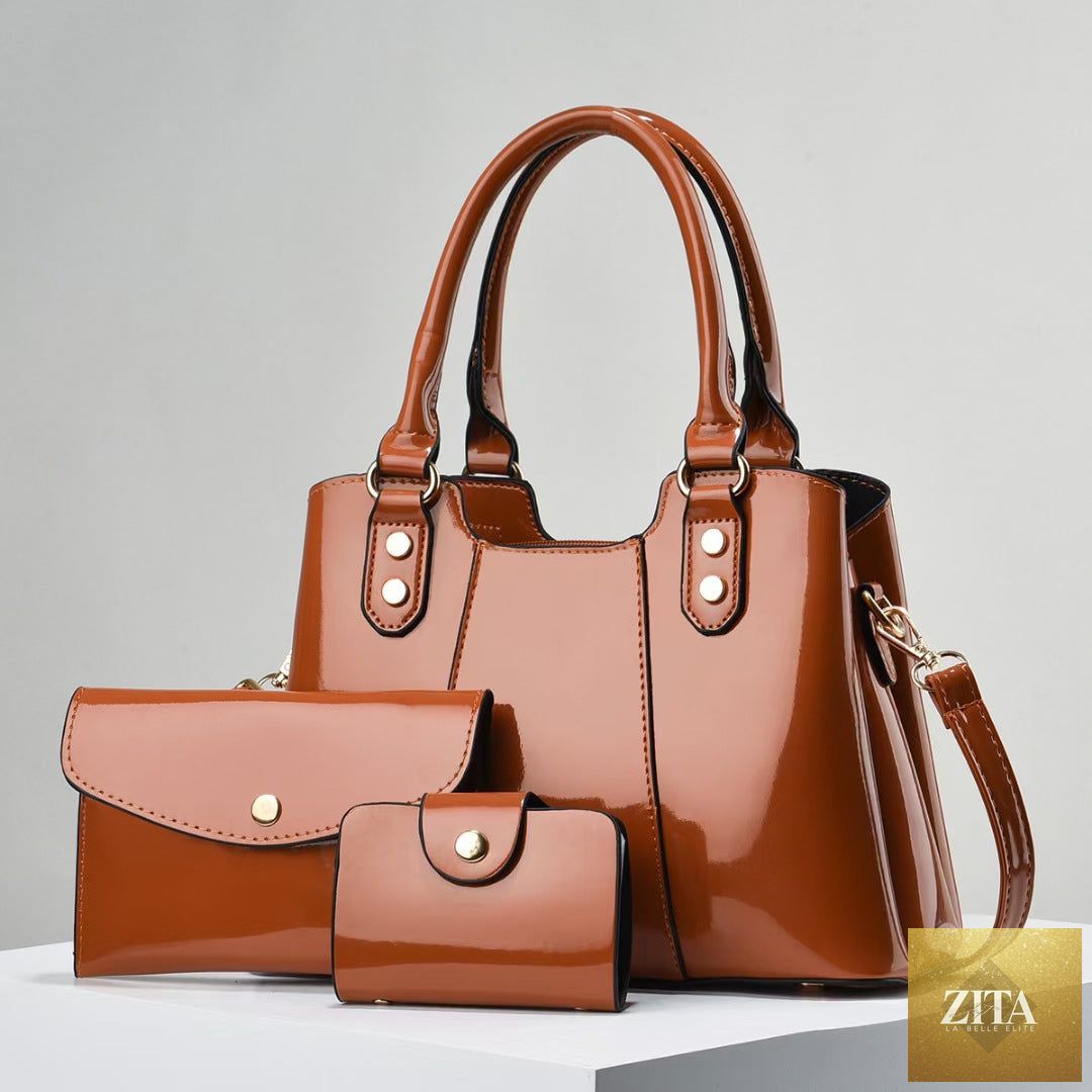 Large-capacity three-piece mother-and-child crossbody bag set by Social Buzz eSIMs, featuring spacious compartments and stylish design.