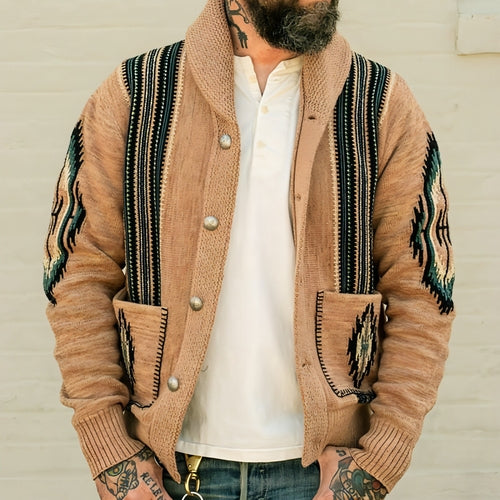 Autumn And Winter Jacquard Sweater Coat Carmine Juneberry