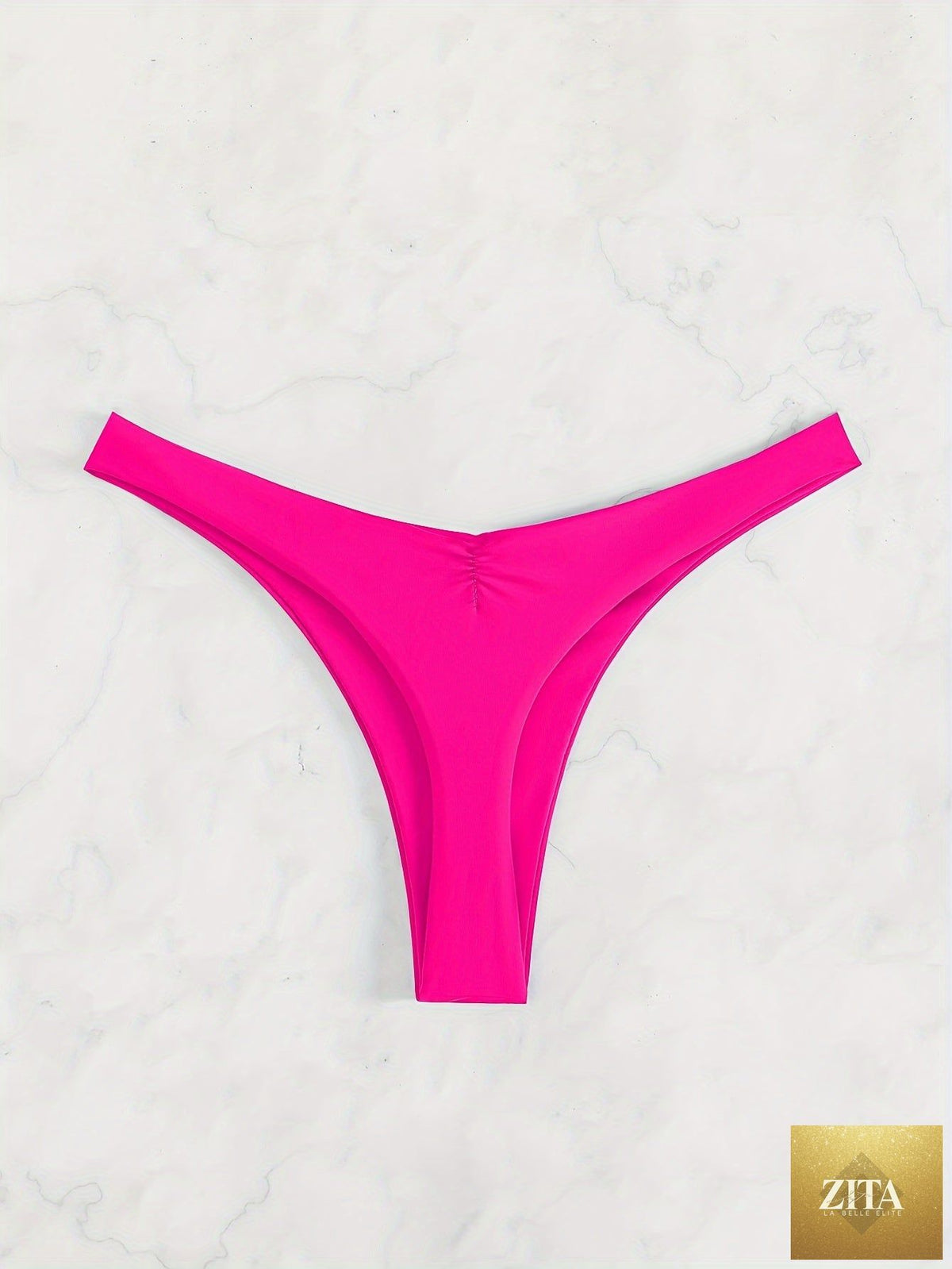 Stevvex solid color cheeky ruched thong bikini bottoms, high stretch polyamide swimwear, perfect for beach and summer vacations.