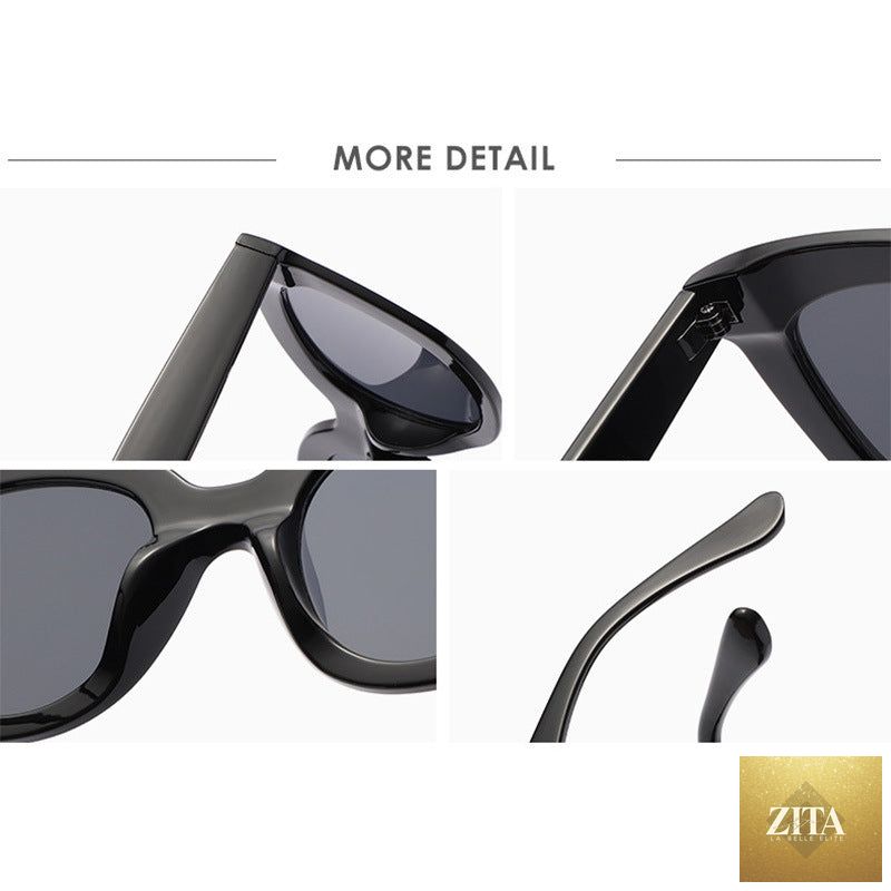 Large rim sunglasses by FitiqueFit with oversized fashion shades for women, featuring bold frames and tinted lenses.