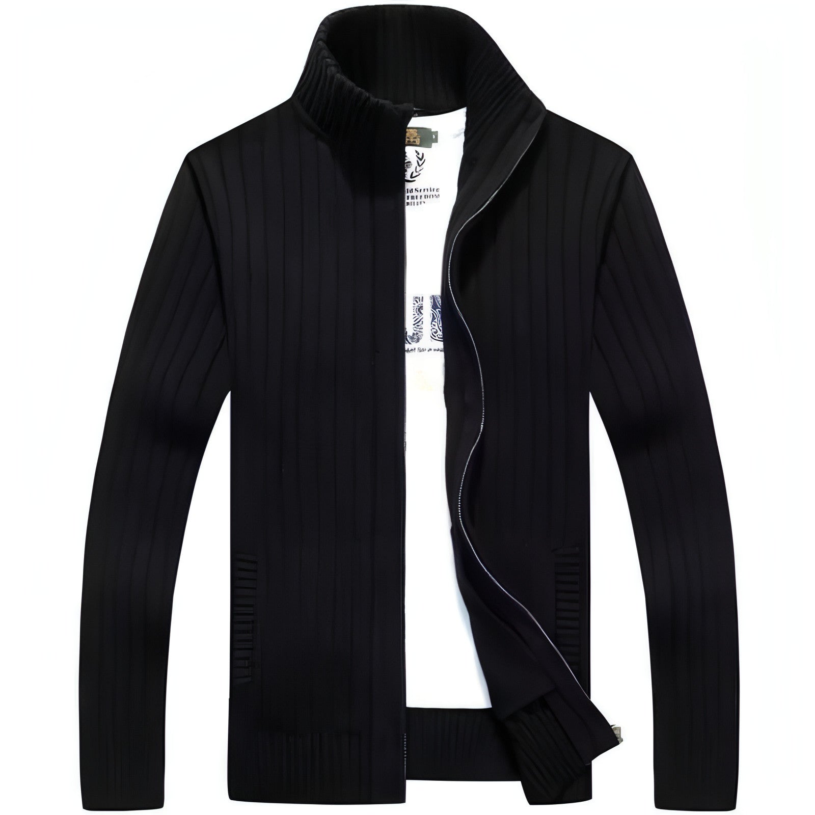 Zipper Outerwear Sweater Coat For Men Fleece-lined Thickened Winter Carmine Juneberry