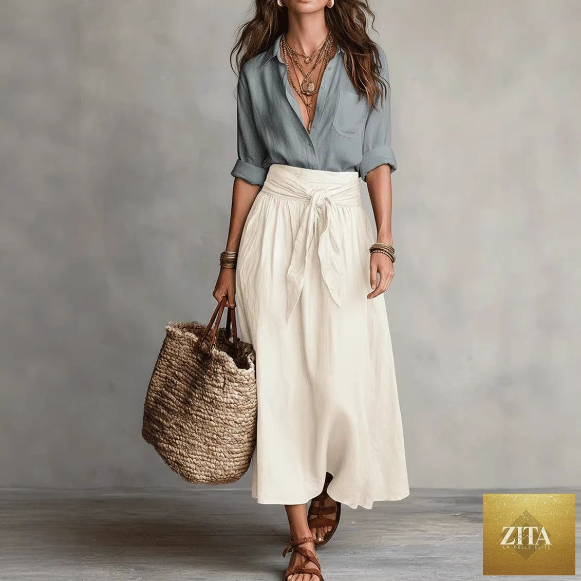 FitiqueFit button-down shirt and straight skirt two-piece set, featuring a stylish, coordinated top and skirt ensemble.