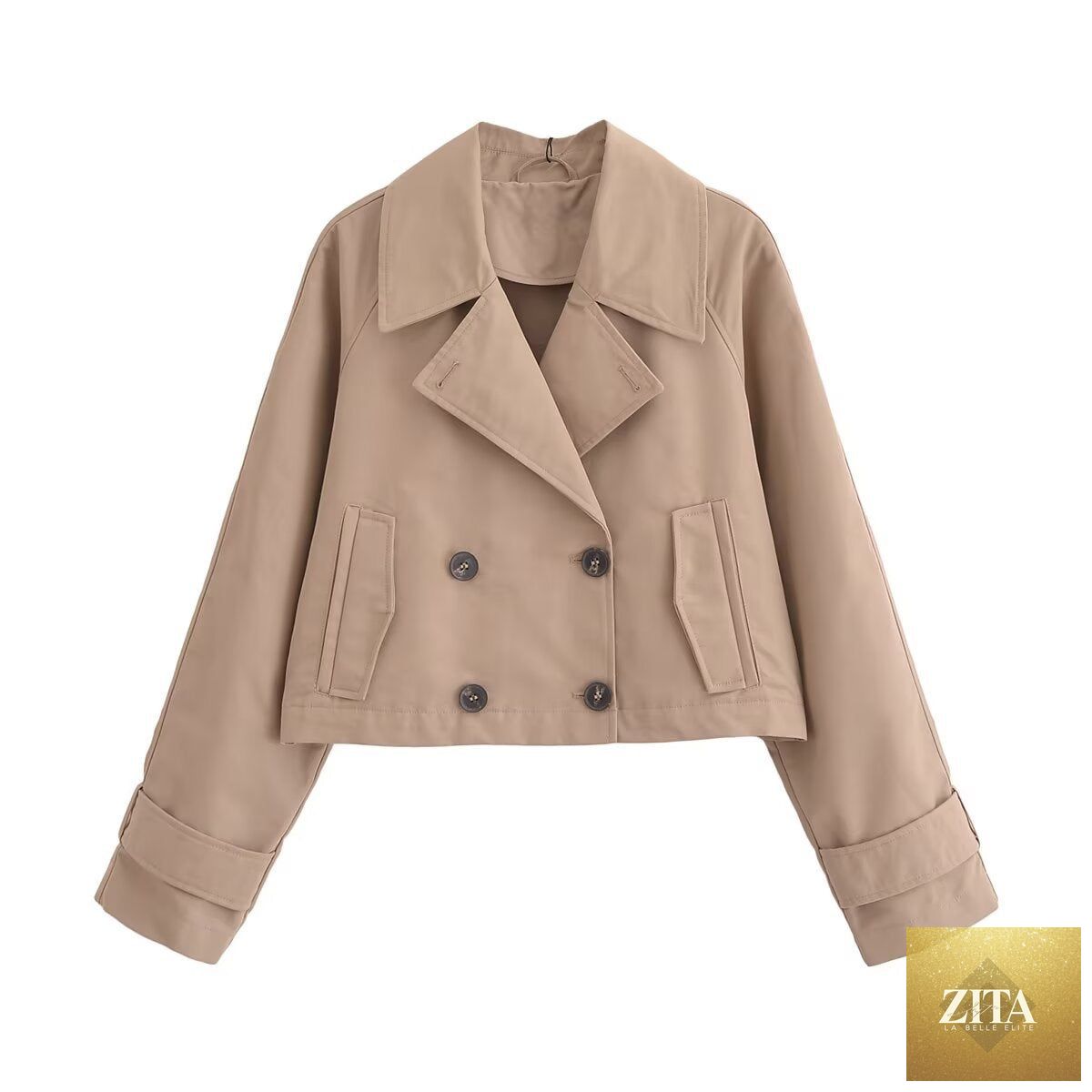 Elegant women's French trench coat with long sleeves in European and American style, featuring classic design and tailored fit.