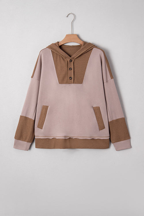 Waffle Patchwork Exposed Seam Oversize Hoodie Byzantium Bay