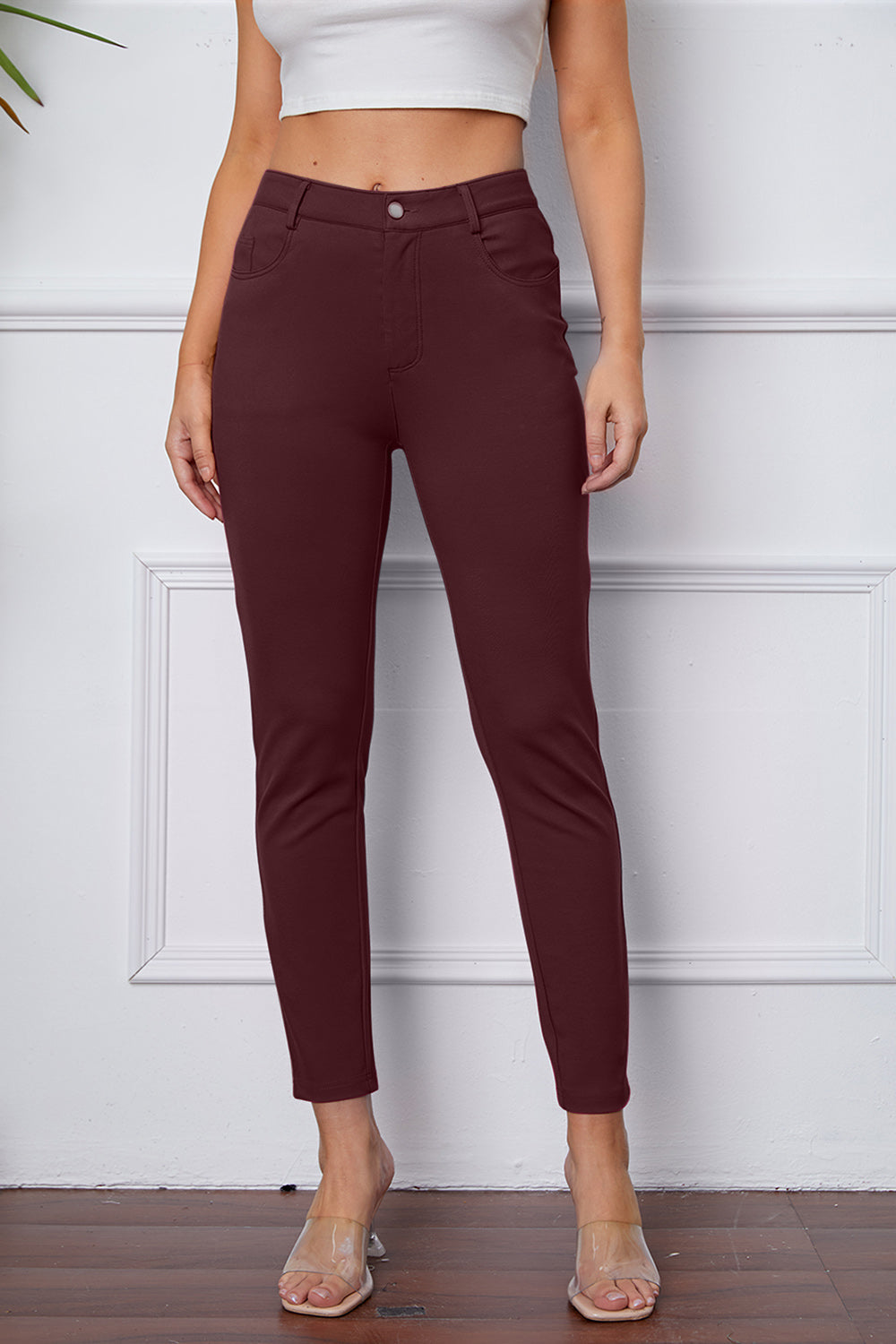 StretchyStitch Pants By Basic Bae Pocketed Opaque Stretch For Women All Day Comfort