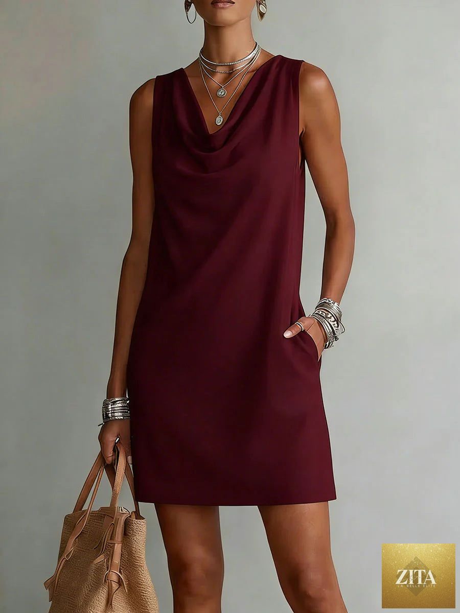 Women's off-shoulder sleeveless casual midi dress by FitiqueFit, featuring a relaxed fit and pullover style in soft fabric.