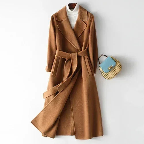 Korean wool coat for women by Femstylo, elegant autumn and winter jacket with a stylish, warm design and classic fit.