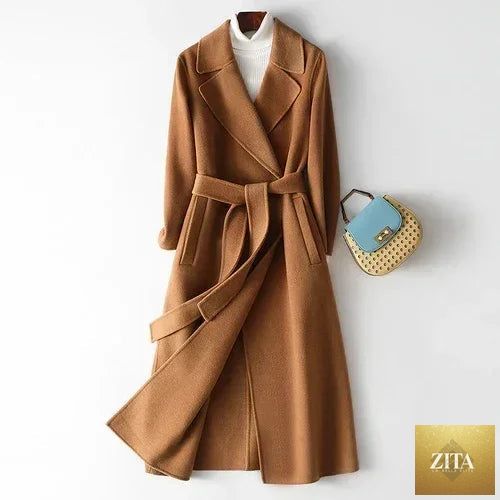 Korean wool coat for women from Zita La Belle Elite, stylish autumn and winter jacket with elegant design and warm fabric.