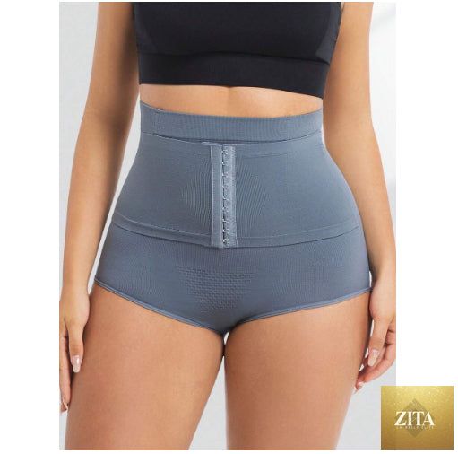 Black My Store tummy-control shapewear with high waist and seamless design, offering firm abdominal support and smooth silhouette.