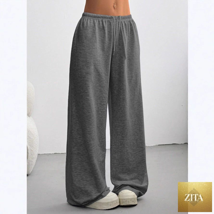 Zita La Belle Elite minimalist straight-leg drawstring sweatpants in six colors, casualwear, available in S–2XL.