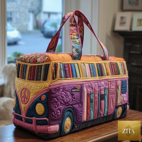 Quilted short-distance tote travel bag by Social Buzz eSIMs, multifunctional sports and fitness bag with embroidery details.