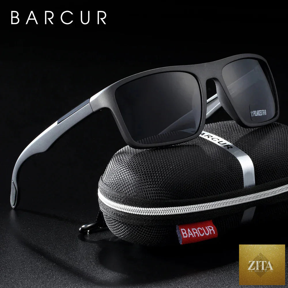 Stevvex BARCURTR90 men's ultralight polarized vintage square sunglasses with UV400 protection, summer eyewear, black frame, and tinted lenses.