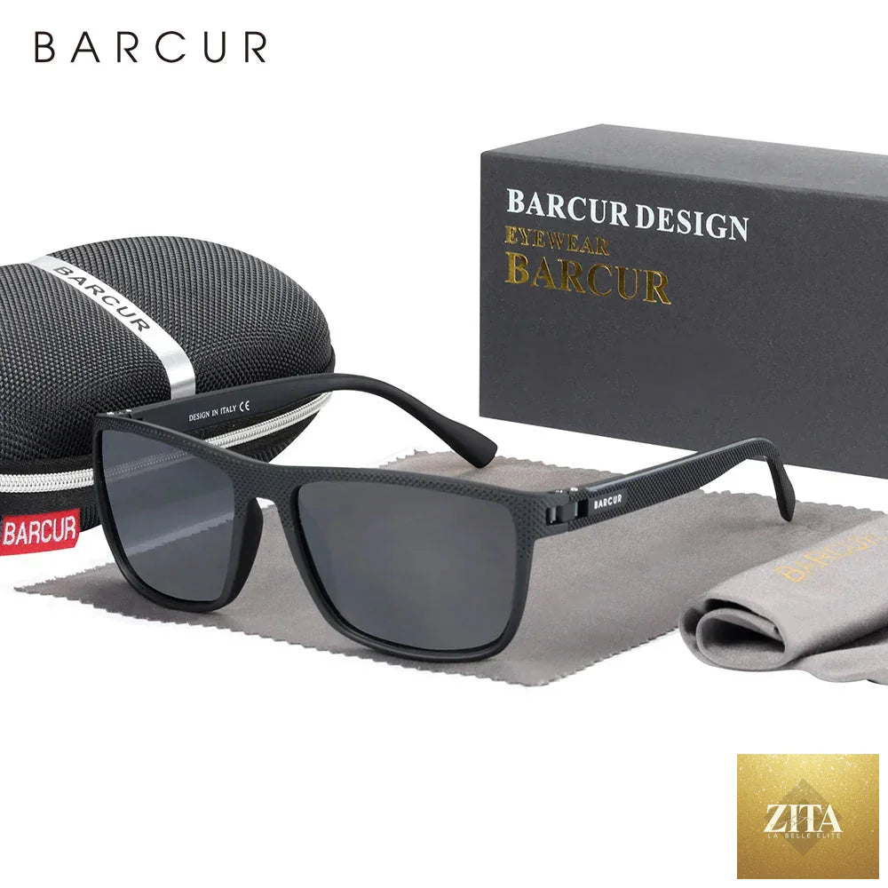 Stevvex BARCUR sports polarized sunglasses for men with lightweight TR90 square frame, UV400 protection, ideal for fishing and travel.