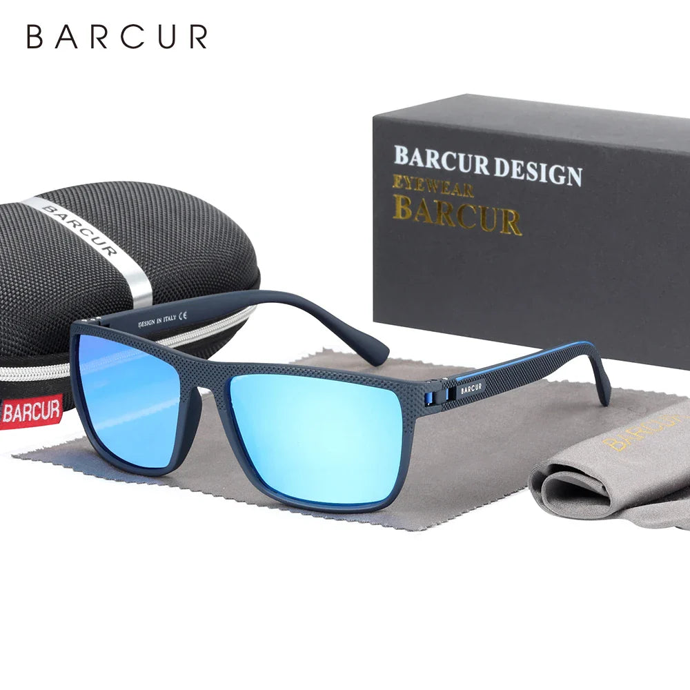 Stevvex Barcur sports polarized sunglasses for men with lightweight TR90 square frame, UV400 protection, suitable for fishing and travel.