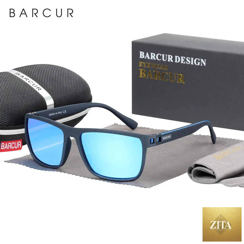 Stevvex BARCUR sports polarized sunglasses for men, lightweight TR90 frame, square design, UV400 protection, ideal for fishing and travel.