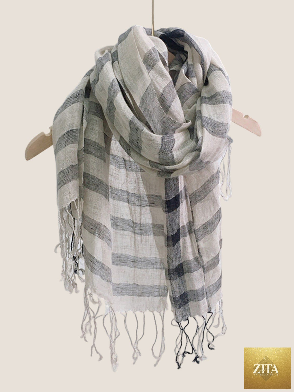 Linen Checkered Lightweight Scarf