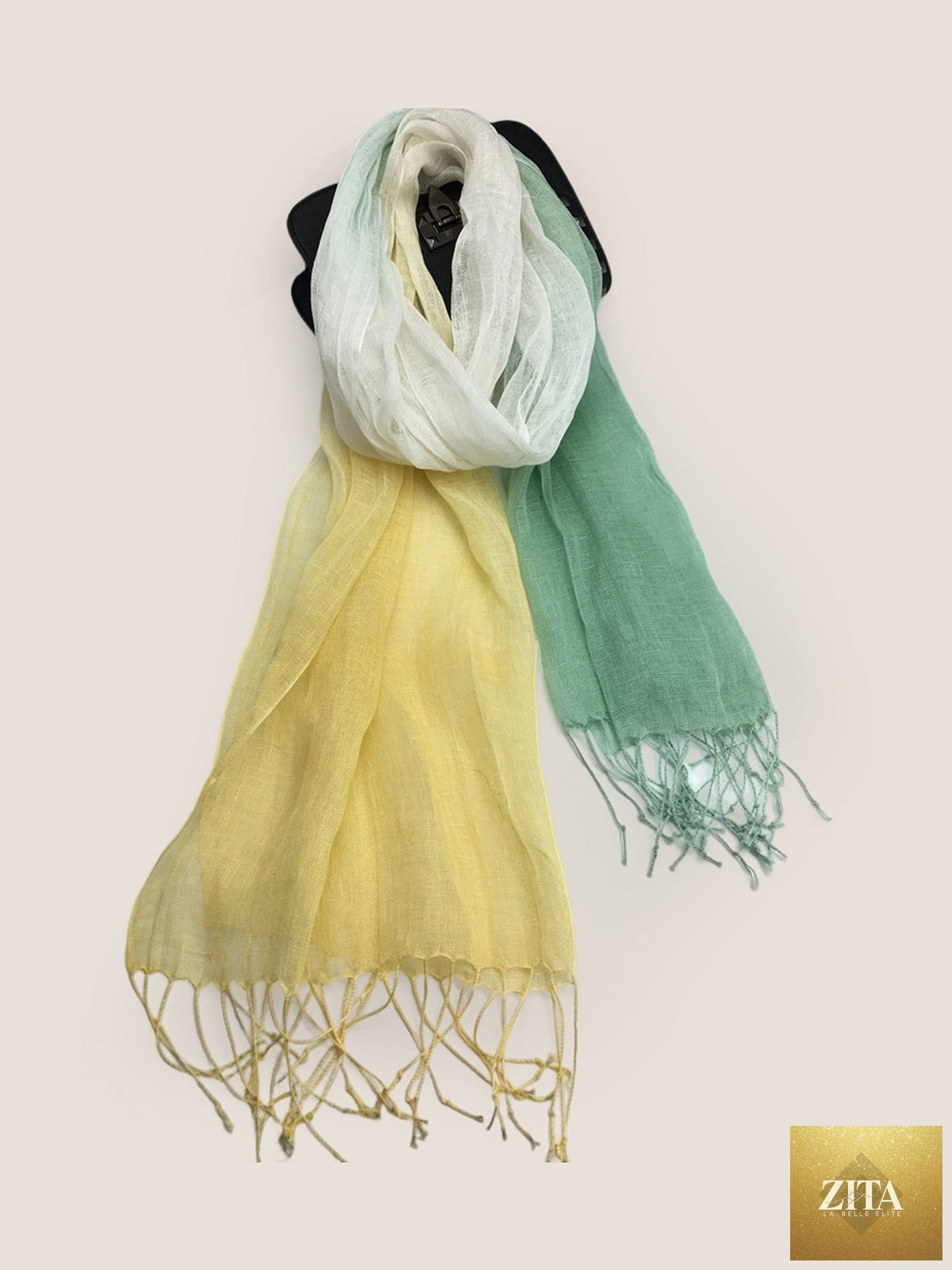 100% Linen Gradient Fringed Light Scarf