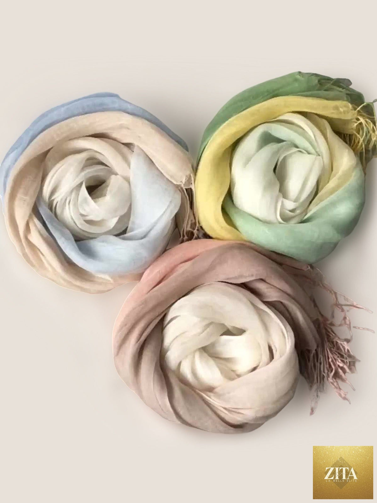 100% Linen Gradient Fringed Light Scarf