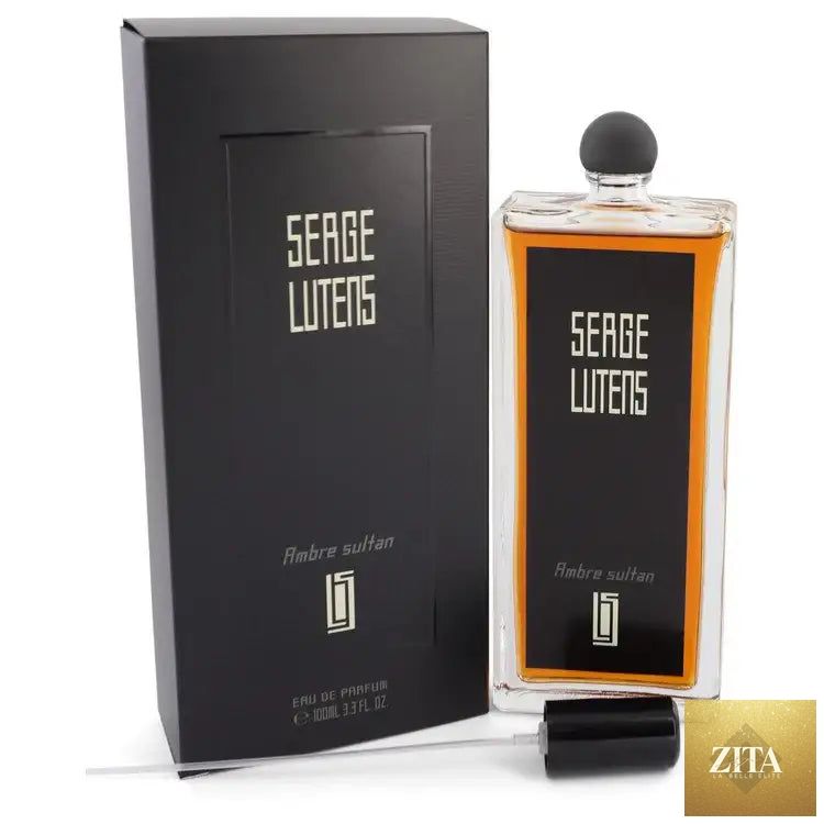 Unisex Ambre Sultan perfume by Serge Lutens in a sleek bottle, featuring warm amber and aromatic fragrance notes.