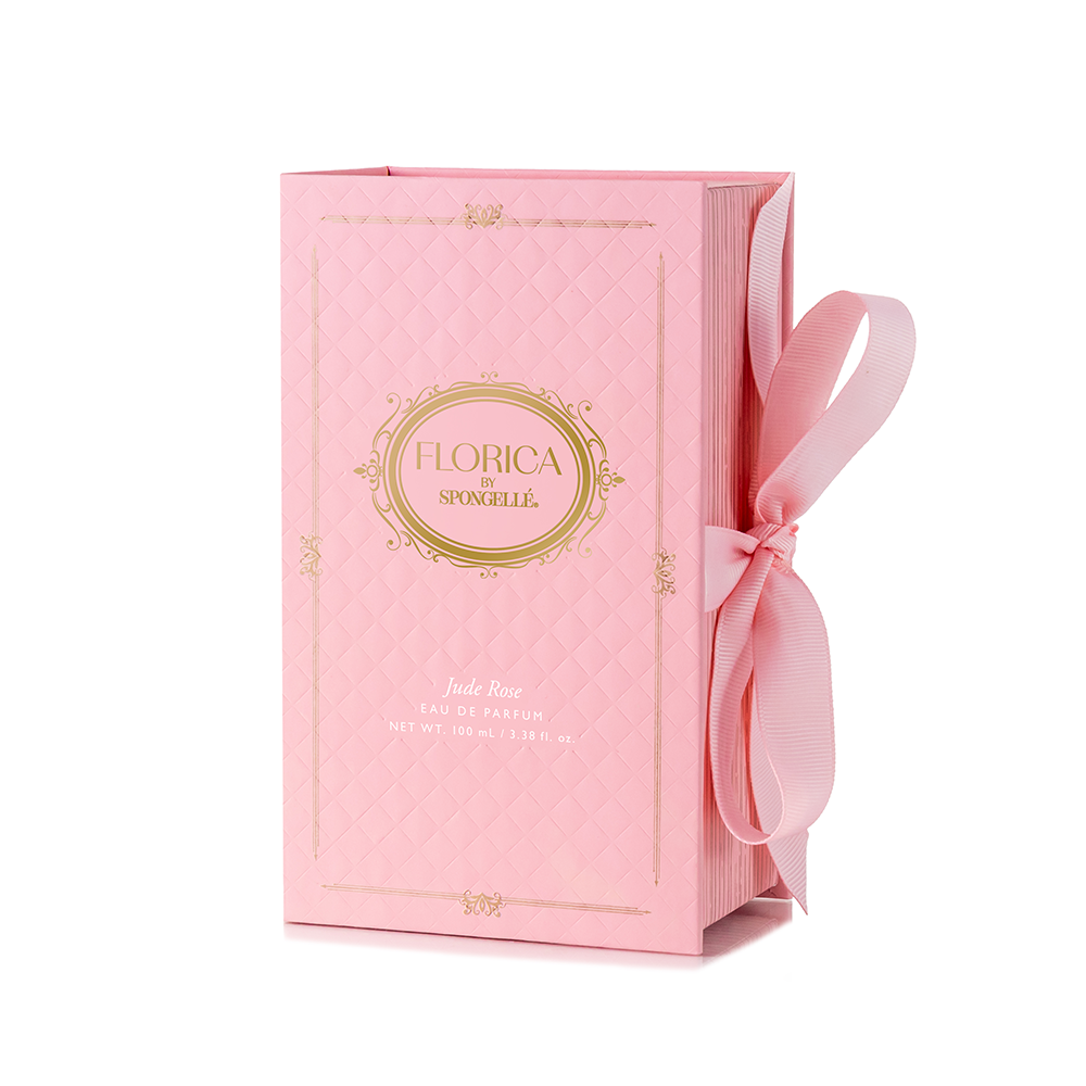 Spongellé Jude Rose Eau de Parfum body fragrance bottle with floral rose scent and elegant packaging.