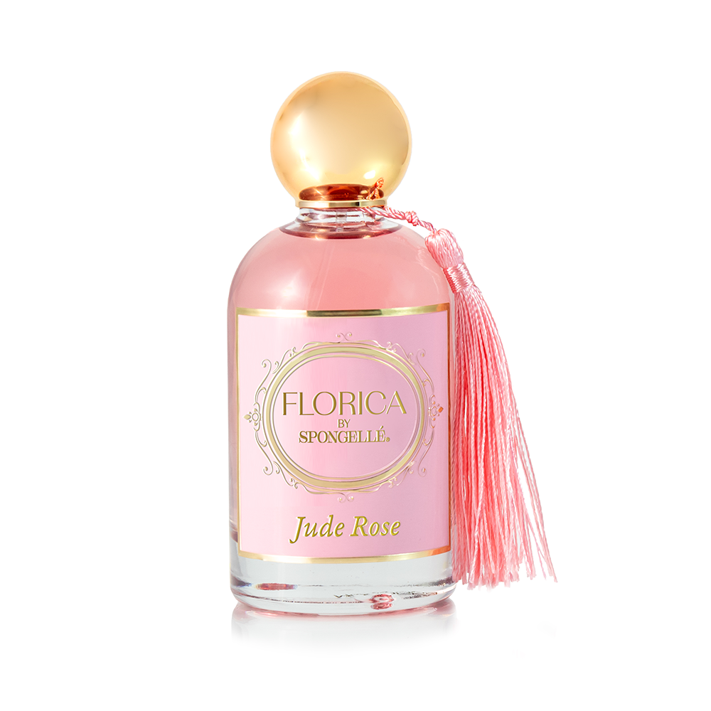 Spongellé Jude Rose Eau de Parfum body fragrance bottle with floral label and elegant design.