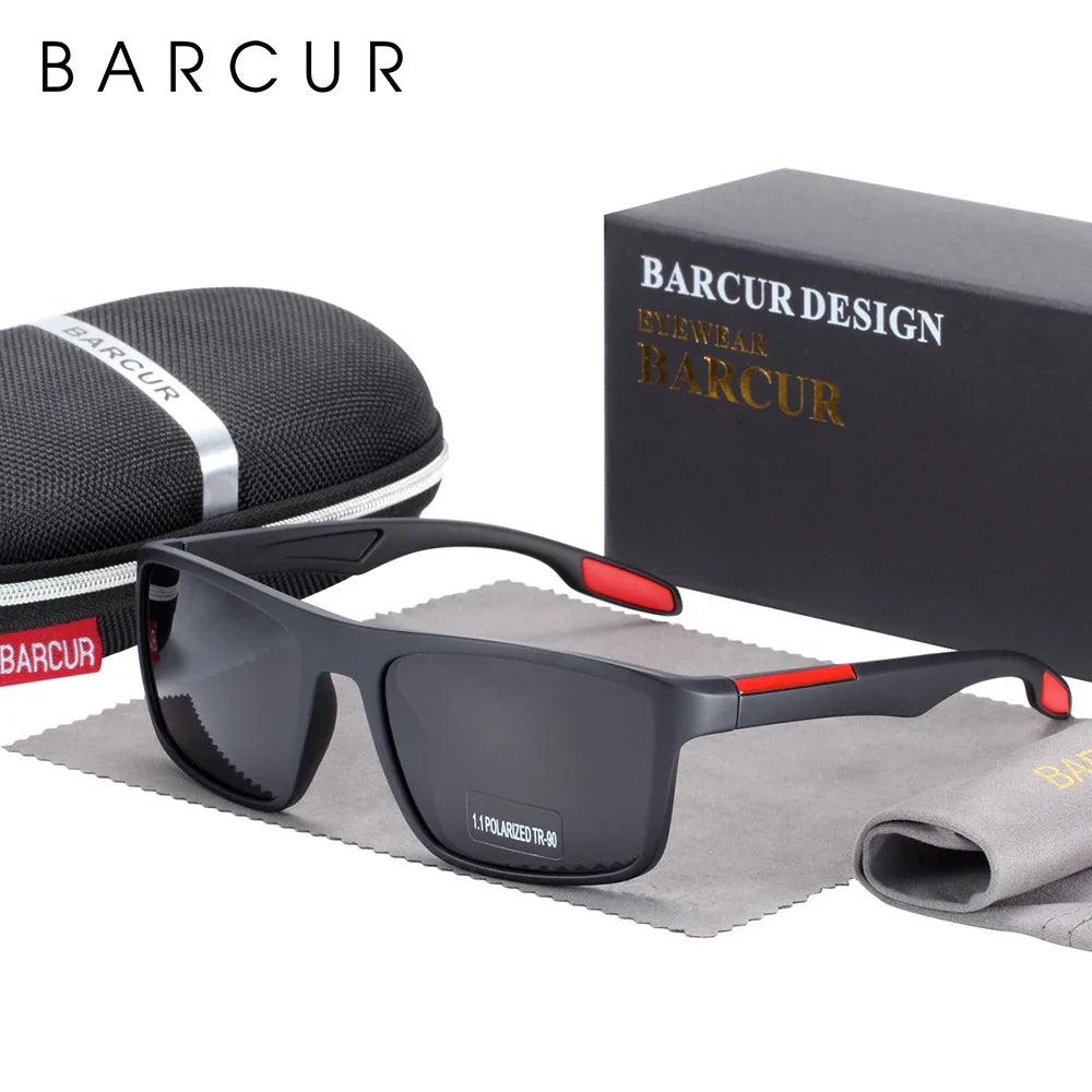 Stevvex Barcurtr90 ultralight polarized men's vintage square sunglasses with UV400 protection, summer eyewear, shown in black.