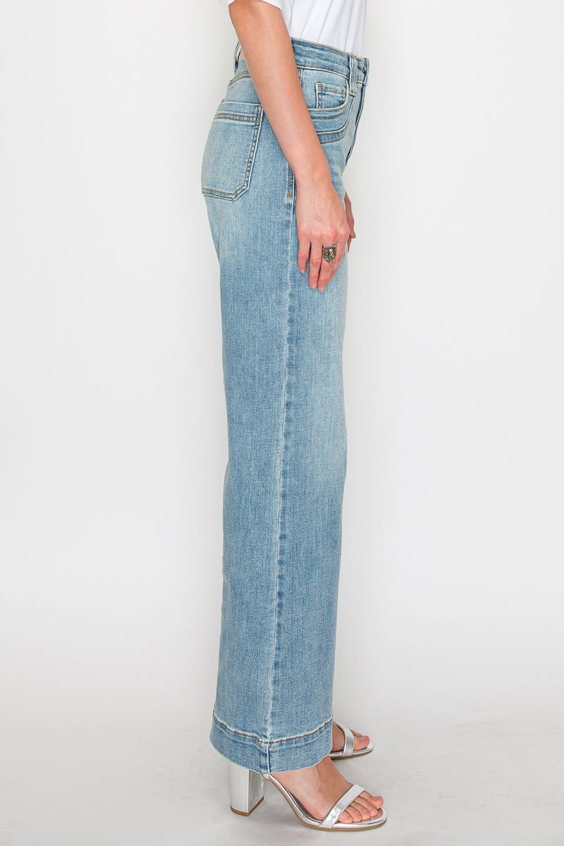 TUMMY CONTROL HIGH RISE A-WIDE LEG FIT JEANS