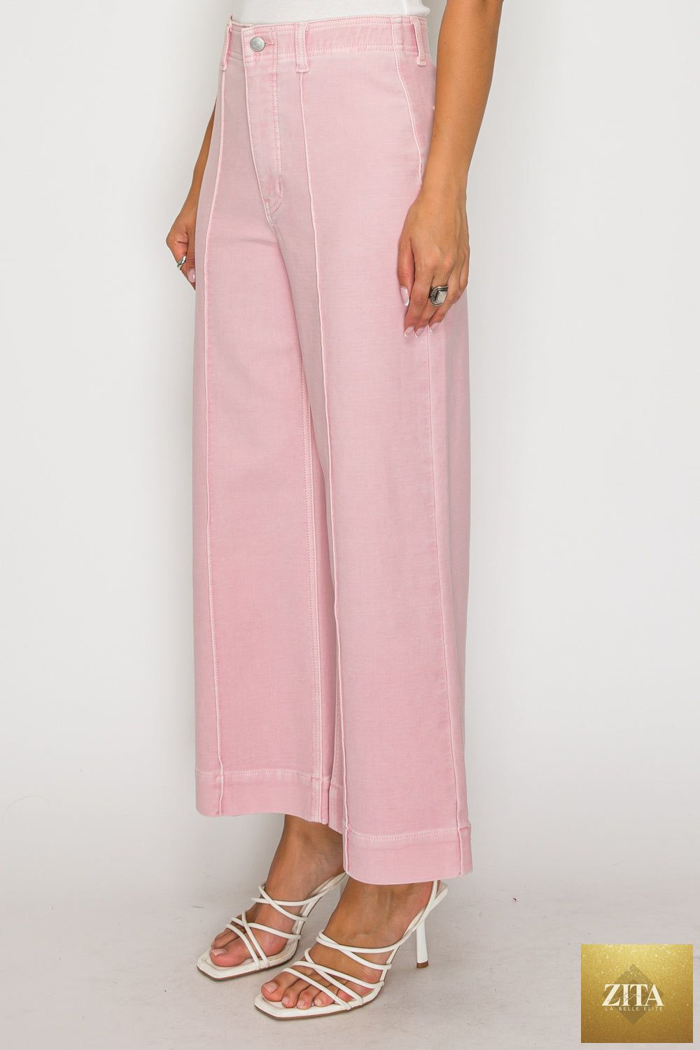 Pair of Artemis Vintage high-waisted jeans with tummy control and wide-leg fit, showcasing a stylish large size design.