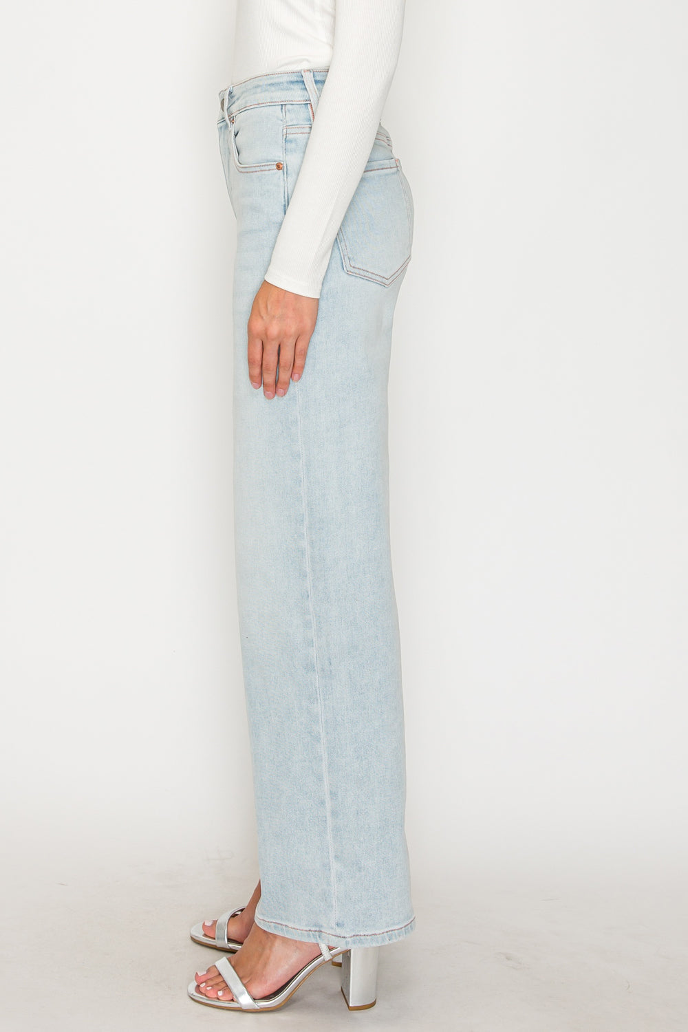 TUMMY CONTROL HIGH RISE MODAL FABRIC PINK THREAD STRAIGHT JEANS